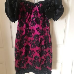 Vtg Lillie Rubin Rose Black Cocktail Dress S12(10)
